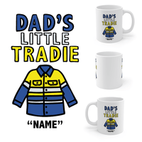 1 Name Dad's Little Tradies🚧 - Personalised Coffee Mug