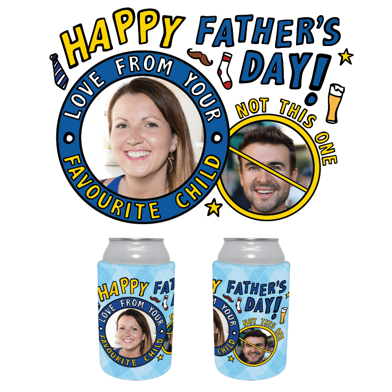 1 Sibling Favourite Child Father's Day 🏆 - Personalised Stubby Holder
