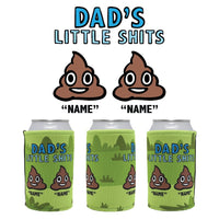 2 Name's / Dad's Little Shits Dad's Little 💩's - Personalised Stubby Holder