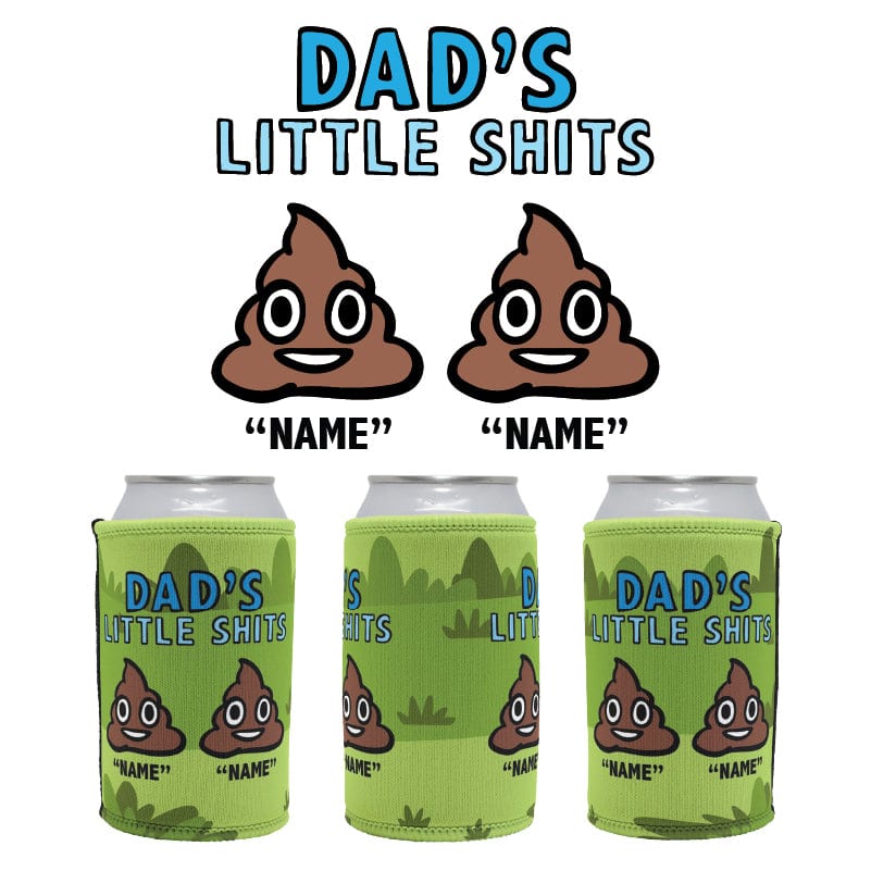 2 Name's / Dad's Little Shits Dad's Little 💩's - Personalised Stubby Holder