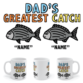 2 Names Dad's Greatest Catch 🎣- Personalised Coffee Mug