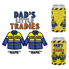 2 Names Dad's Little Tradies🚧 - Personalised Stubby Holder