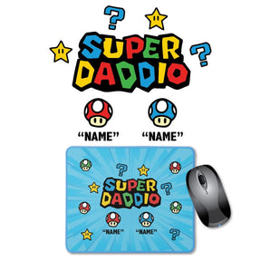 2 Names Super Daddio ⭐🍄 - Personalised Mouse Pad