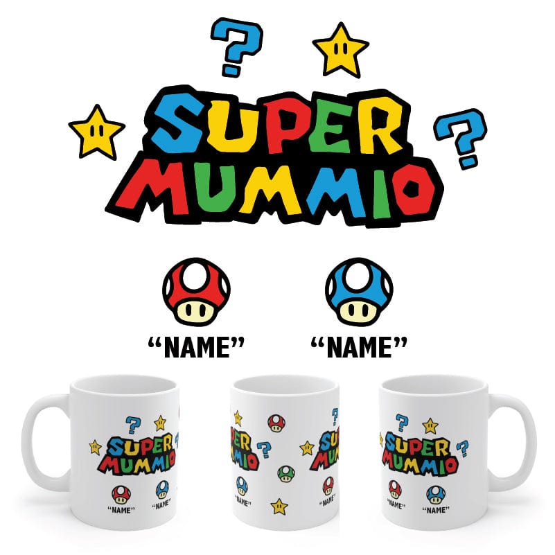 2 Names Super Mummio ⭐🍄 - Personalised Coffee Mug
