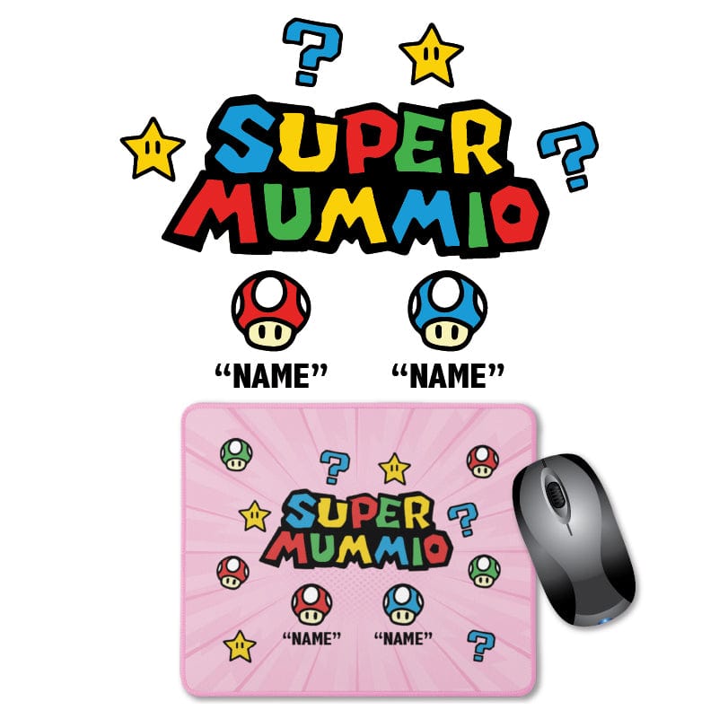 2 Names Super Mummio ⭐🍄 - Personalised Mouse Pad