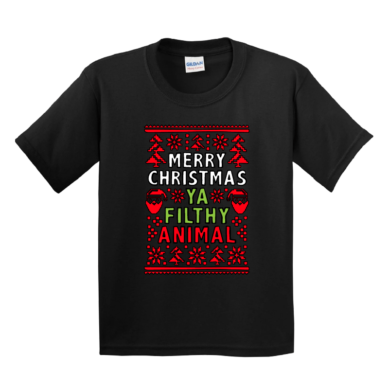 2T / Black / Large Front Design Filthy Animal Christmas 🎅 - Toddler T Shirt