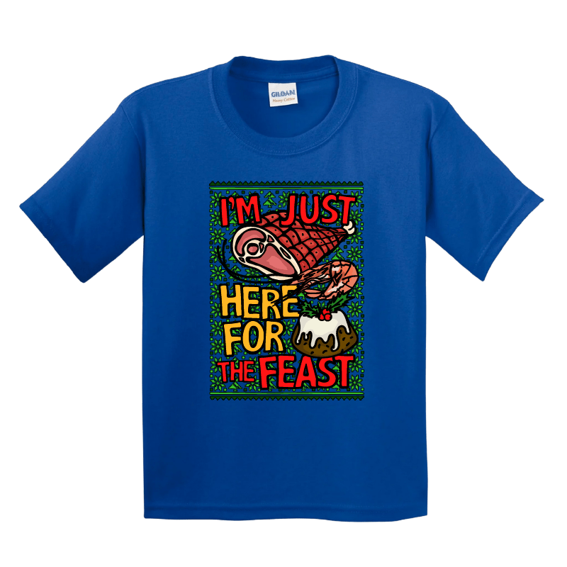 2T / Blue / Large Front Design Here for The Feast 🦐🎄🐖- Toddler T Shirt