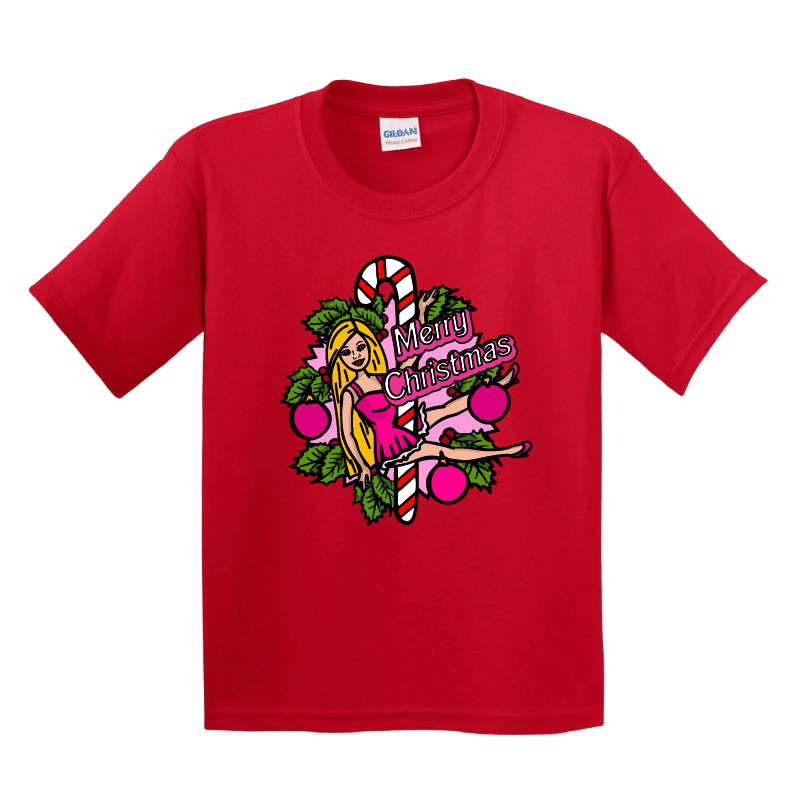 2T / Red / Large Front Design Barbee Christmas 👠🎄 - Toddler T Shirt