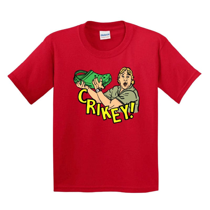 2T / Red / Large Front Design Crikey! Croc Hunter 🐊 - Toddler T Shirt