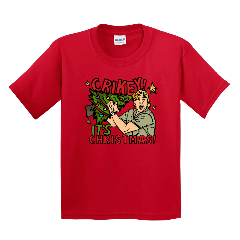 2T / Red / Large Front Design Crikey it’s christmas 🐊🎄- Toddler T Shirt