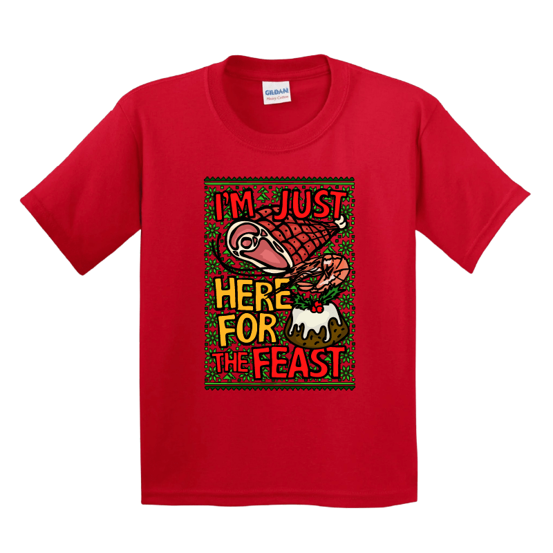 2T / Red / Large Front Design Here for The Feast 🦐🎄🐖- Toddler T Shirt