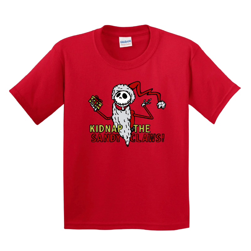 2T / Red / Large Front Design Kidnap the Sandy Claws 💀🎅 - Toddler T Shirt