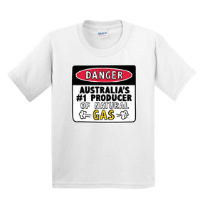 2T / White / Large Front Design Australian Gas Producer 💨 - Toddler T Shirt