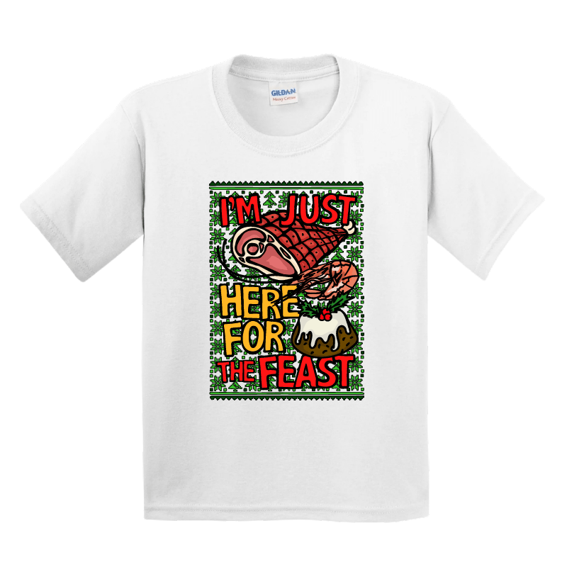 2T / White / Large Front Design Here for The Feast 🦐🎄🐖- Toddler T Shirt