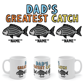 3 Names Dad's Greatest Catch 🎣- Personalised Coffee Mug