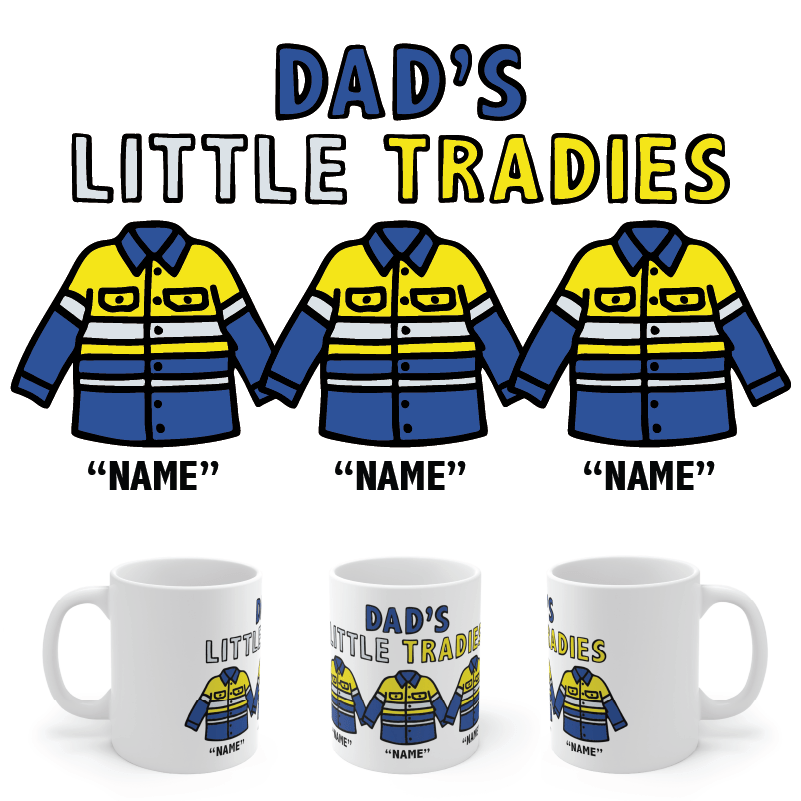 3 Names Dad's Little Tradies🚧 - Personalised Coffee Mug