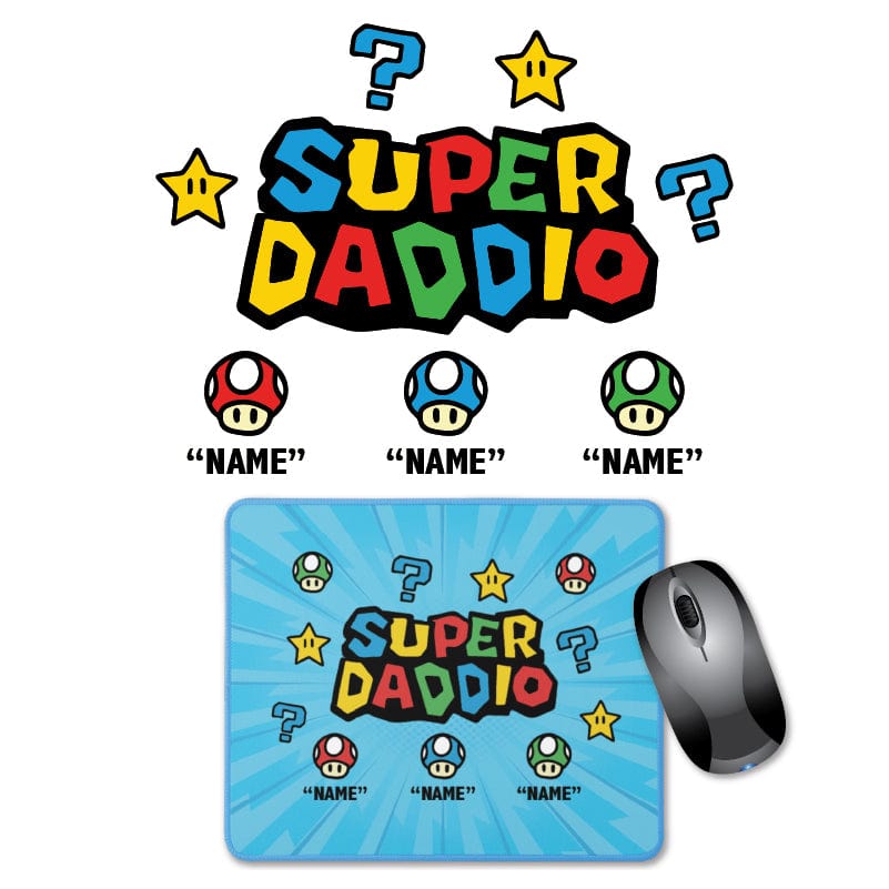 3 Names Super Daddio ⭐🍄 - Personalised Mouse Pad