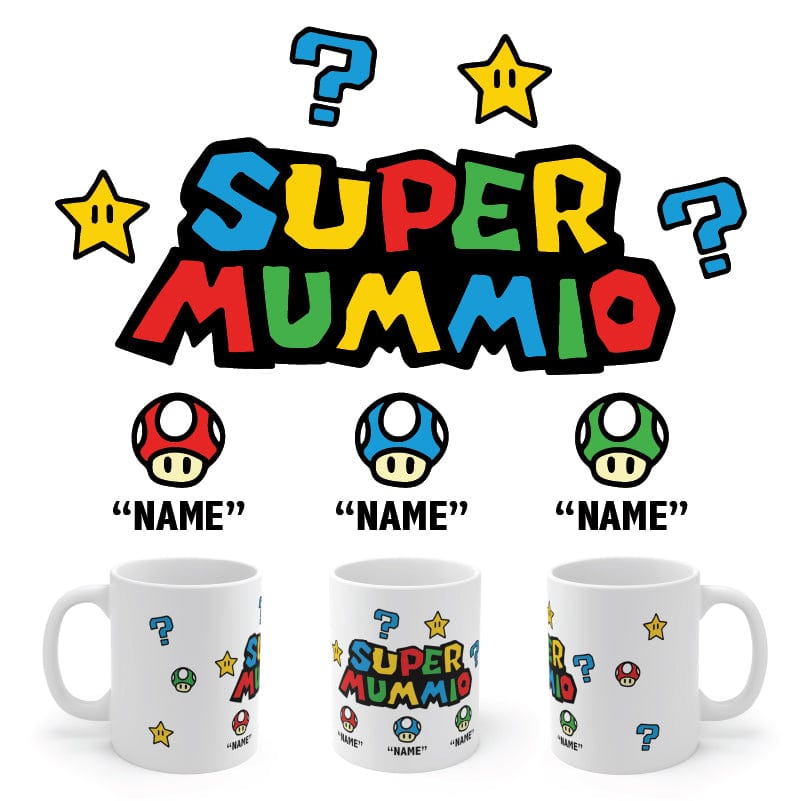 3 Names Super Mummio ⭐🍄 - Personalised Coffee Mug