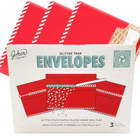 3 Pack Glitter Trap Envelope Red ✨ - Joker Greeting Prank