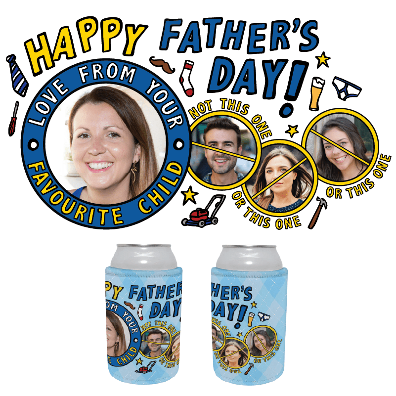 3 Siblings Favourite Child Father's Day 🏆 - Personalised Stubby Holder