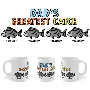 4 Names Dad's Greatest Catch 🎣- Personalised Coffee Mug