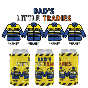 4 Names Dad's Little Tradies🚧 - Personalised Stubby Holder