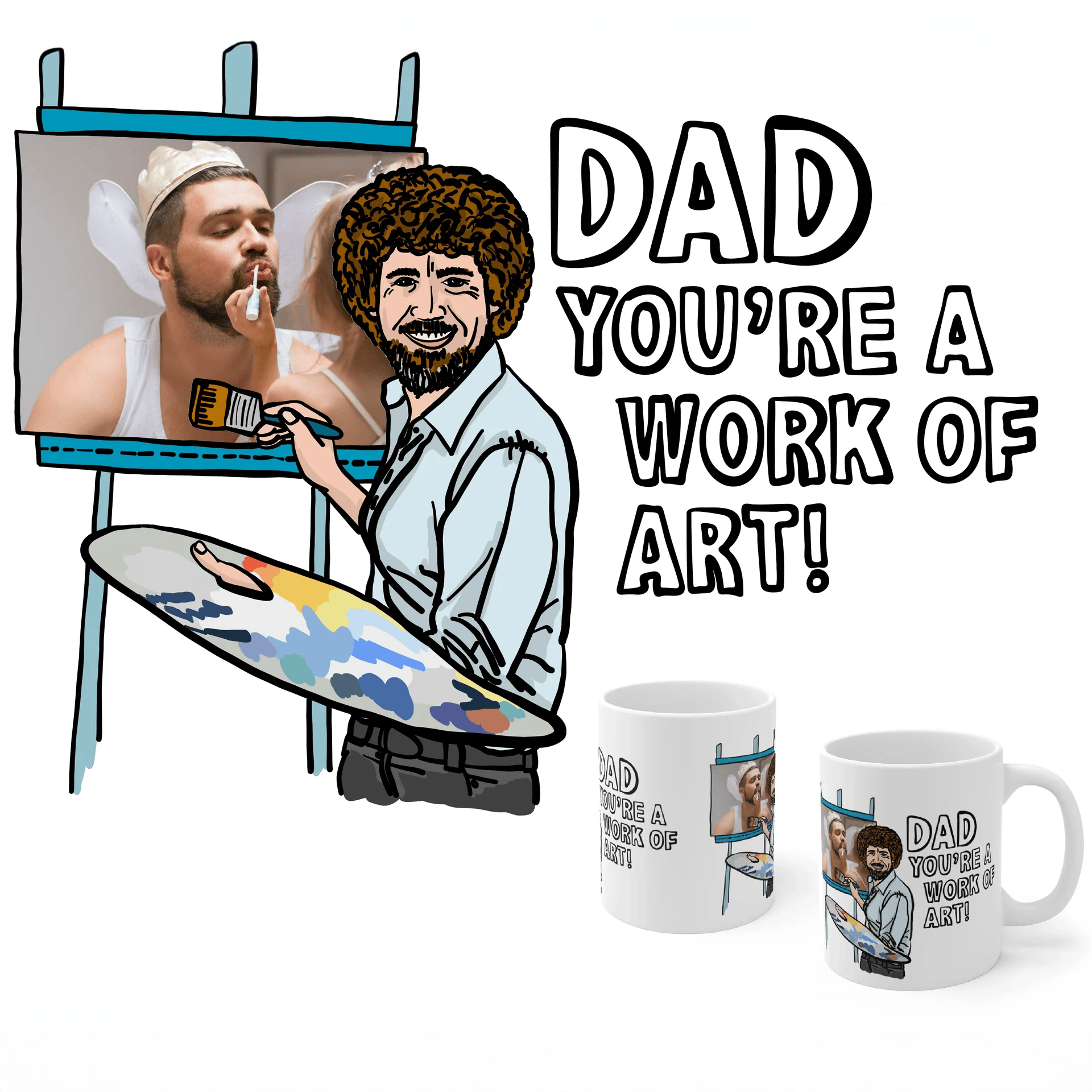 Bob Ross Dad Art 🎨 - Personalised Coffee Mug