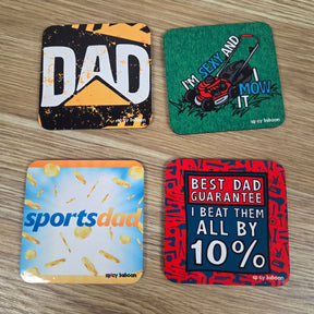 Cork-Base + Hard Surface Dad Set (4-Pack) - Coaster Set 🧔‍♂️🍻