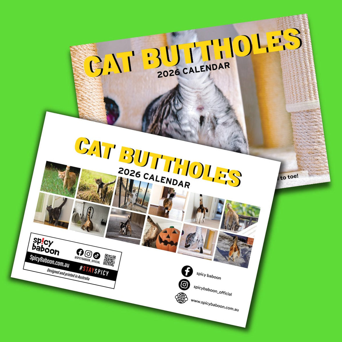 Cute Cat Butts 🐱🍑 - 2026 Calendar
