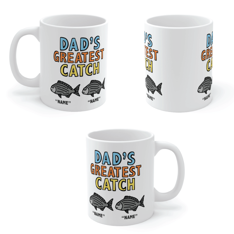 Dad's Greatest Catch 🎣- Personalised Coffee Mug