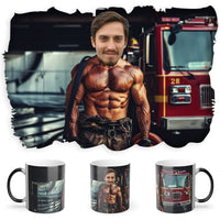 Heat Reveal Mug - Sexy Firefighter Face upload