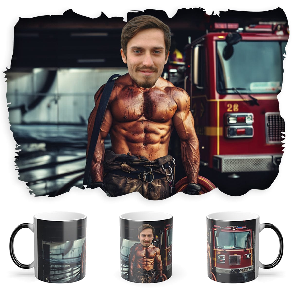 Heat Reveal Mug - Sexy Firefighter Face upload