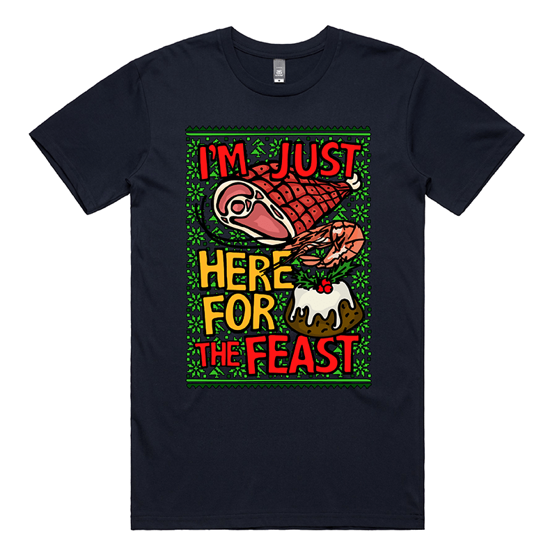 Here For The Feast 🦐🎄🐖 - Men's T Shirt