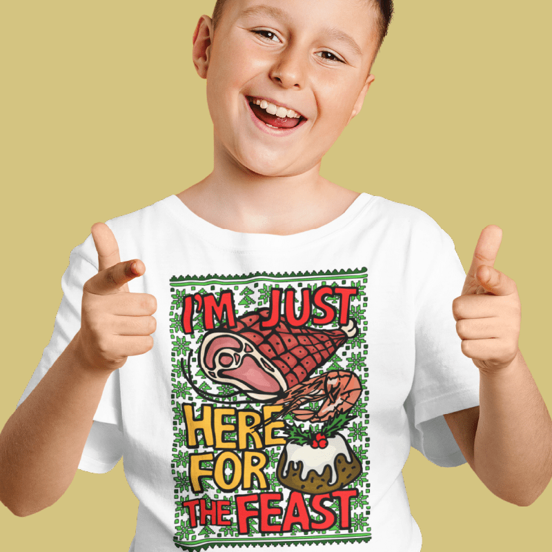 Here for The Feast 🦐🎄🐖- Youth T Shirt