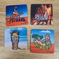 Neoprene-Base + Soft Surface Aussie Set (4-Pack) - Coaster Set 🦘🍻
