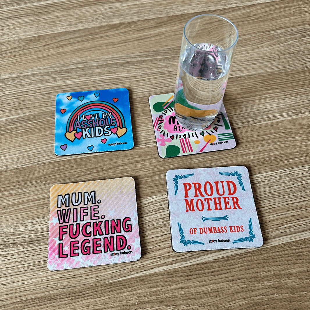 Neoprene-Base + Soft Surface Best Mum (4-pack) - Coaster Set