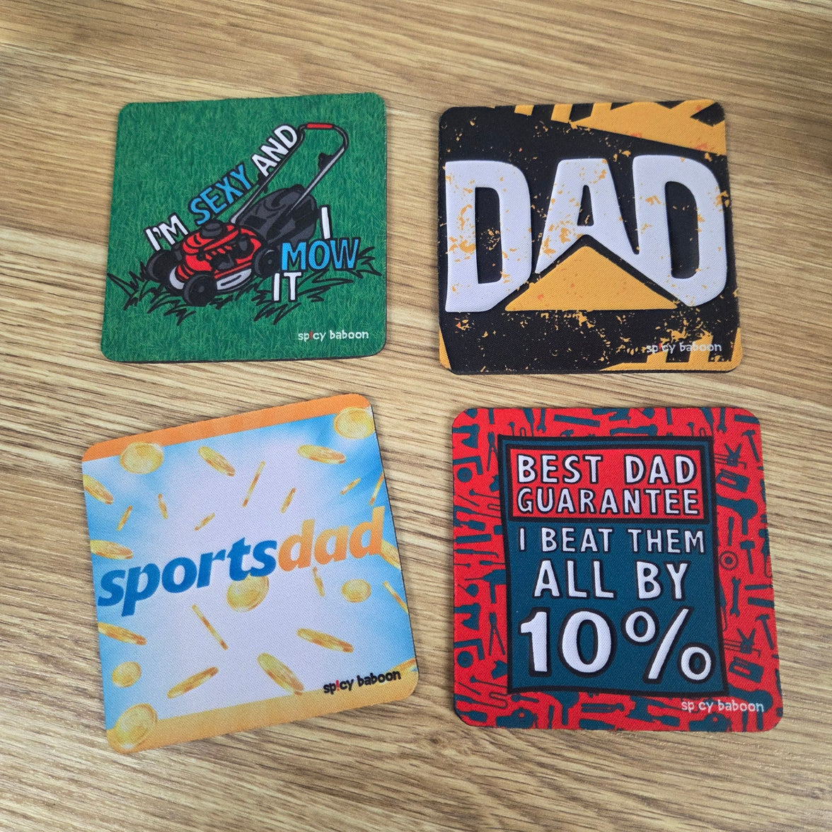 Neoprene-Base + Soft Surface Dad Set (4-Pack) - Coaster Set 🧔‍♂️🍻
