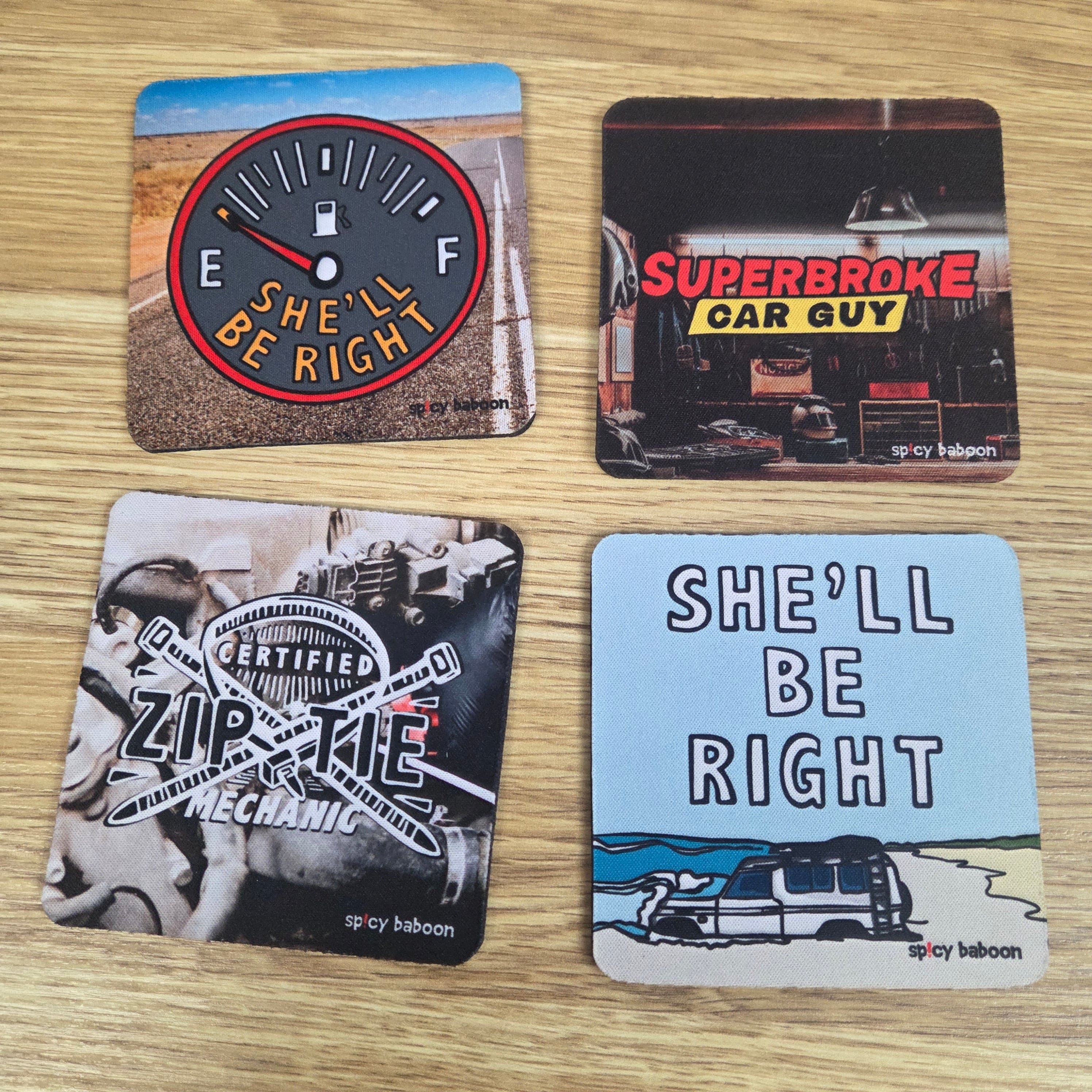 Neoprene-Base + Soft Surface RevHead Set (4-Pack) - Coaster Set 🔧🍻