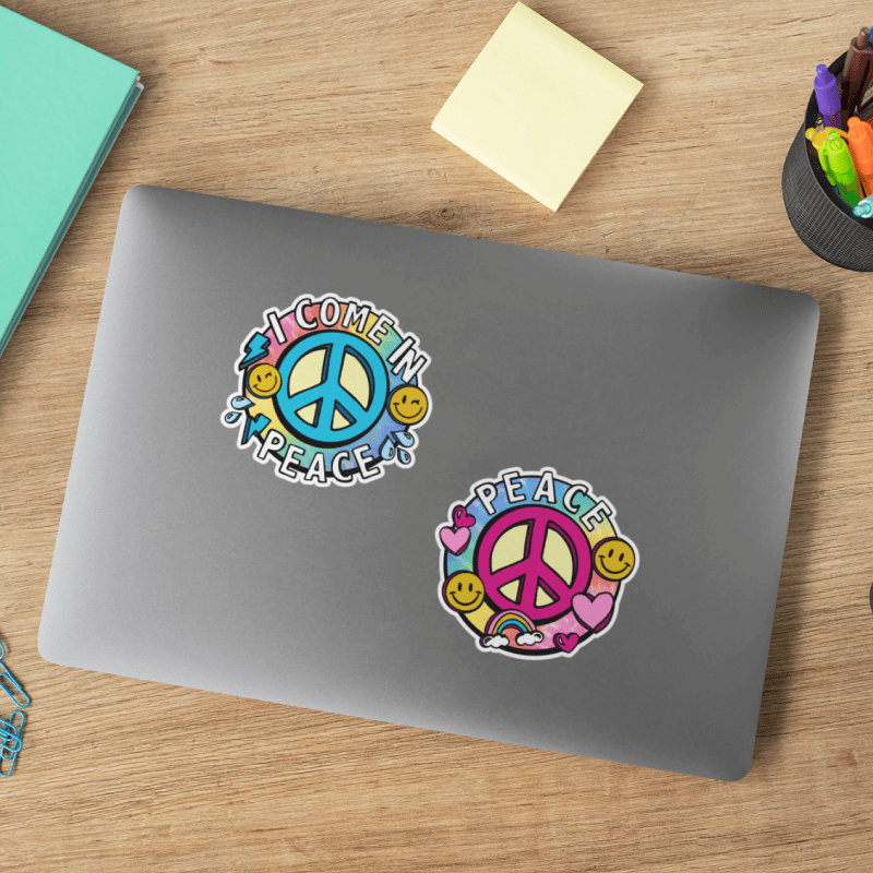 Peace & I Come In Peace ☮️ – Sticker (Pair)