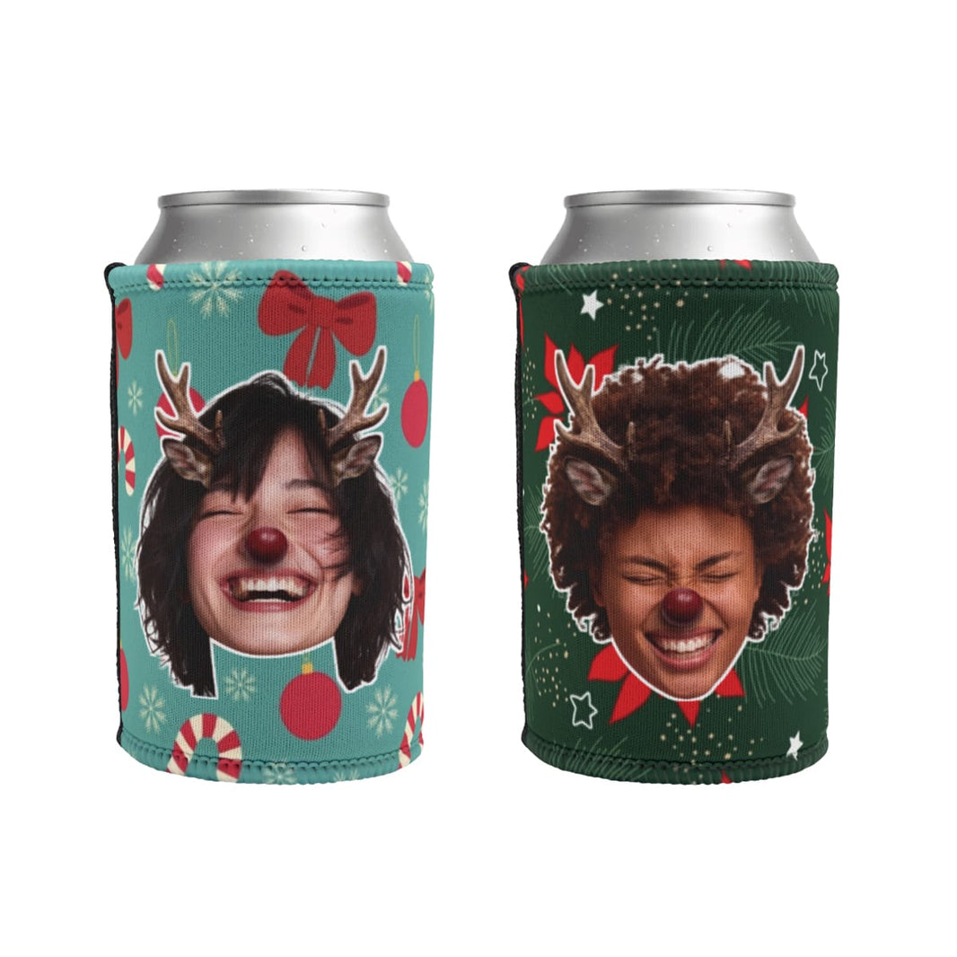 Reindeer Yourself Face Cutout 🦌🎄- Personalised Stubby Holder