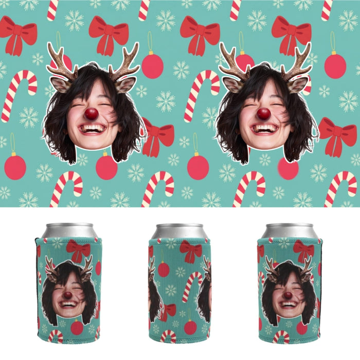 Reindeer Yourself Face Cutout 🦌🎄- Personalised Stubby Holder