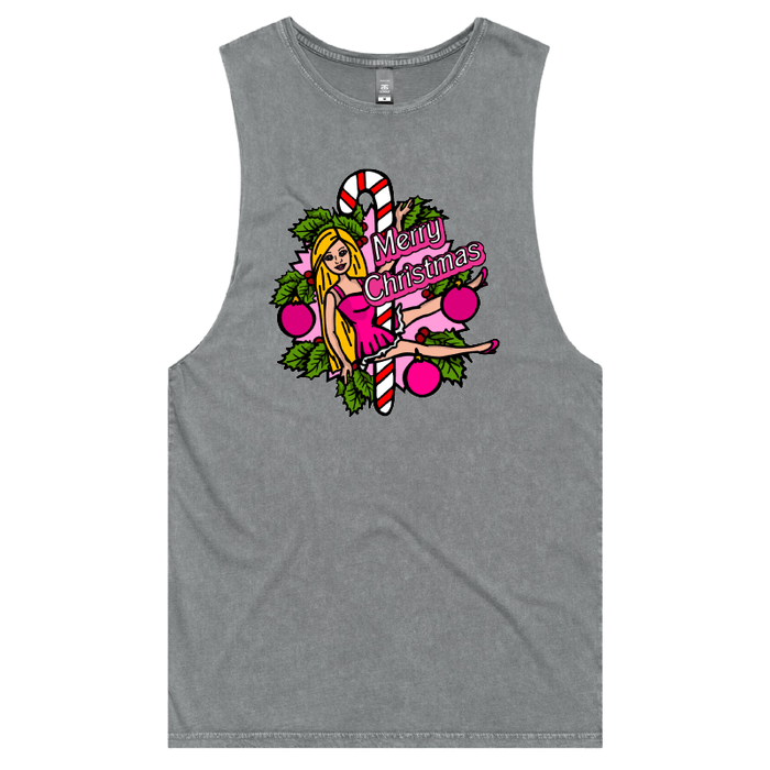 S / Ash / Large Front Design Barbee Christmas 👠🎄 - Tank