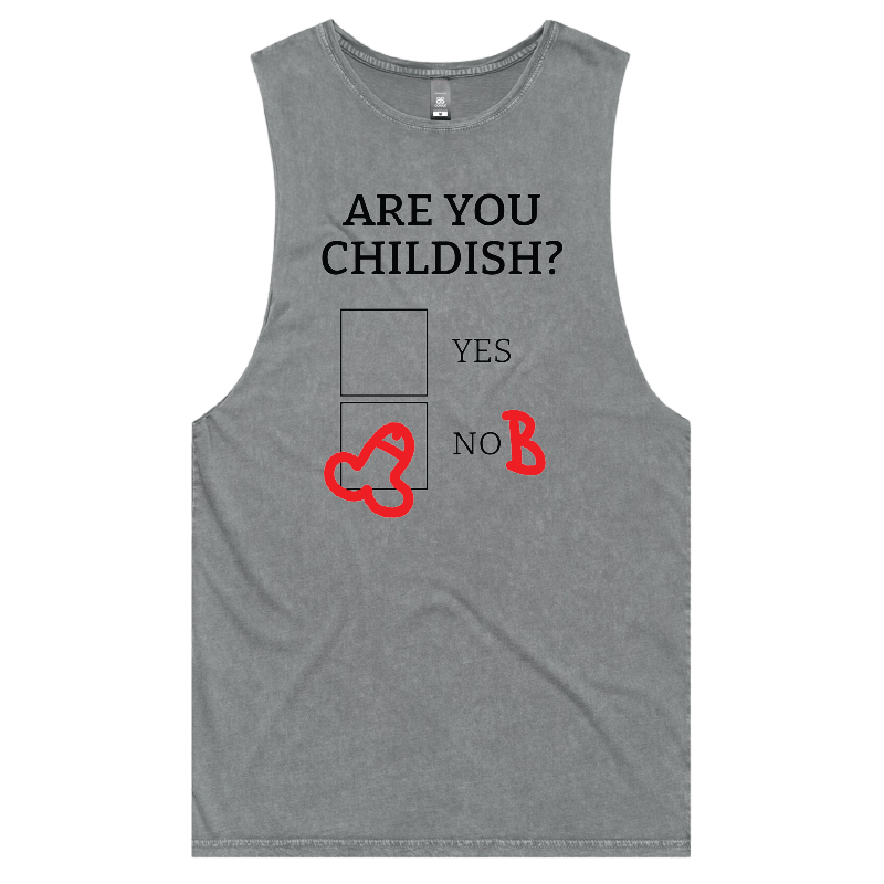 S / Ash / Large Front Design Definitely Not Childish 📋🖕 - Tank