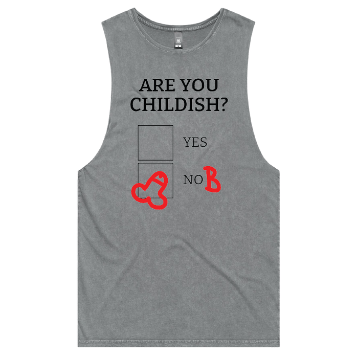 S / Ash / Large Front Design Definitely Not Childish 📋🖕 - Tank