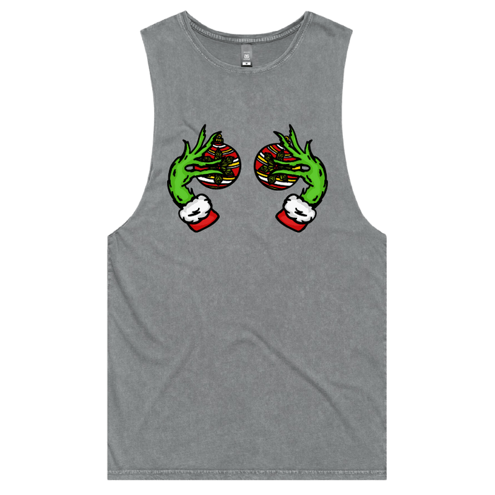 S / Ash / Large Front Design Grinch Nips 🟢🟢 - Tank