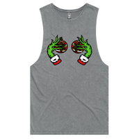 S / Ash / Large Front Design Grinch Nips 🟢🟢 - Tank