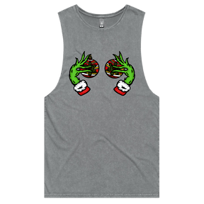 S / Ash / Large Front Design Grinch Nips 🟢🟢 - Tank