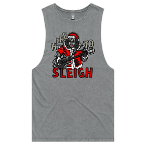 S / Ash / Large Front Design Here To Sleigh 🎅🤘 - Tank