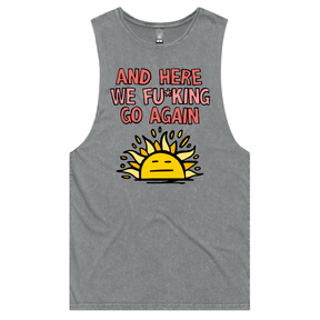 S / Ash / Large Front Design Here We Go Again 🌞🥱 – Tank