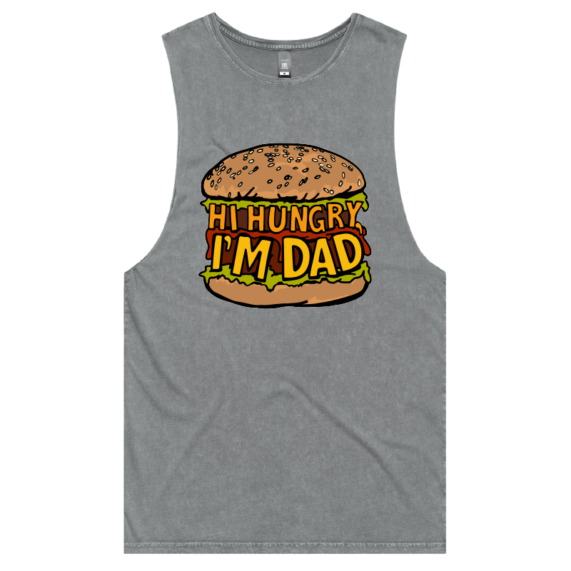 S / Ash / Large Front Design Hi Hungry, I'm Dad 🍔 - Tank